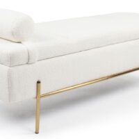 Banquette-coffre moderne l140cm tissu bouclette blanc-Tissu-Blanc-Menzzo