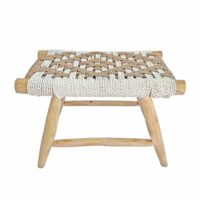 Banquette en bois teck et fibres dans les tons blancs 60cm-Teck-Beige-NATYAL