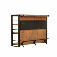 Bar industriel comptoir 140 cm en bois d'acacia et métal-Métal-Marron-Meubletmoi
