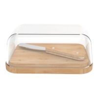 Beurrier en verre bambou avec couteau beurre 16