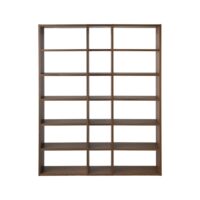 Bibliothèque 18 niches effet bois foncé-Bois-Marron-CAMIF