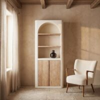 Bibliothèque 2 portes 2 étagères blanc crème L78--Blanc-Maisons du Monde