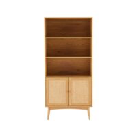 Bibliothèque 2 portes 80x40x171 cm avec cannage naturel - lounea--Marron-Maison et Styles