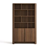 Bibliothèque 2 portes h170 cm effet noyer--Marron-Best Mobilier