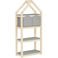 Bibliothèque avec 2 paniers en mélaminé gris--Gris-Loft24