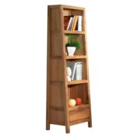 Bibliothèque colonne en chêne 4 niches 1 tiroir h195cm-Chêne-Marron-Pier import