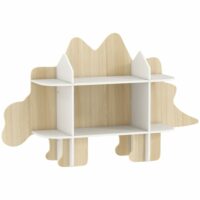 Bibliothèque design dinosaure 6 compartiments mdf bois naturel-Bois-Beige-AIYAPLAY