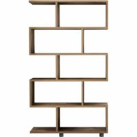 Bibliothèque déstructurée 5 niches effet bois 90 cm-Bois-Marron-Homifab