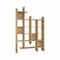 Bibliothèque effet bois chêne 122x26h188 cm-Bois-Marron-Dmora