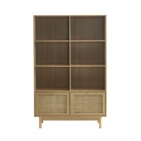 Bibliothèque effet chêne et cannage rotin 100 cm-Chêne-Marron-Gaucet