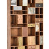 Bibliothèque en bois de manguier couleur noyer clair-Bois de Manguier-Multicolore-GINER Y COLOMER
