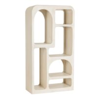 Bibliothèque en bois de manguier crème avec niches-Bois de Manguier-Beige-Mathi Design