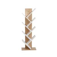 Bibliothèque en chêne et blanc 7 étagères 46 x 22 x 129-Chêne-Blanc-Hanah Home