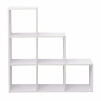 Bibliothèque en échelle avec 6 cubes blanc--Blanc-Mobili Rebecca