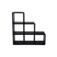 Bibliothèque étagère échelle 6 cubes de rangement en teck noir-Teck-Noir-Hellin