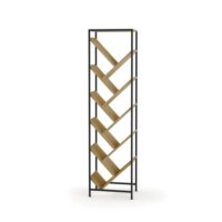 Bibliothèque industrielle finition chêne acier graphite 150x40x26-Chêne-Marron-Hispanohogar