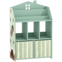 Bibliothèque meuble rangement enfant étagères et tiroirs mdf vert--Vert-AIYAPLAY