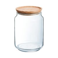 Bocal en verre couvercle bois 2L-Verre-Transparent-Luminarc