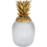Boîte ananas en verre et polyrésine dorée-Verre-Doré-Kare Design