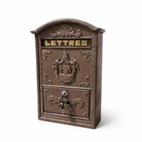 Boite aux lettres murale extérieure jardin fonte marron 45cm-Fonte-Marron-CHEMIN DE CAMPAGNE