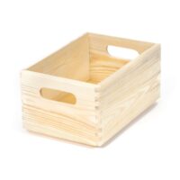 Boîte de rangement en bois naturel 2 poignées 30x20cm-Bois-Beige-Compactor