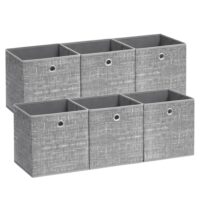 Boîtes de rangement lot de 6 33 x 33 x 33 cm pliables gris--Gris-SONGMICS