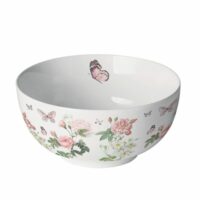 Bol blanc en porcelaine roses et papillons-Porcelaine-Blanc-Ambiente