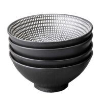 Bol en porcelaine noire et blanche d15 - lot de 4-Porcelaine-Noir-Kare Design