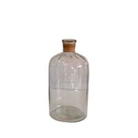 Bonbonne en verre strié et col en jonc 26 x 13 cm-Verre-Transparent-Decoclico