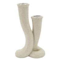 Bougeoir en métal crème 10x6