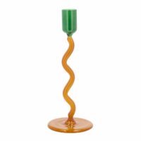 Bougeoir en verre vert et ambre-Verre-Vert-Villa Collection