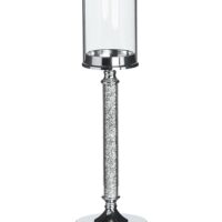 Bougeoir verre 48 cm argenté-Verre-Argenté-Beliani
