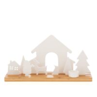 Bougeoir village de noël blanc en porcelaine-Porcelaine-Blanc-Amadeus