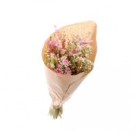 Bouquet de fleurs séchées rose/blanc L--Rose-Naturalys