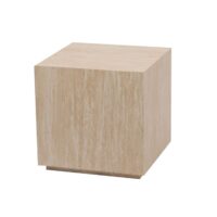 Bout de canapé beige style travertin en mdf--Marron-Amadeus