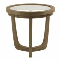 Bout de canapé en chêne naturel et verre-Verre-Beige-Blanc d’Ivoire
