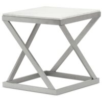 Bout de canapé marbre blanc et pieds argent--Argenté-Menzzo