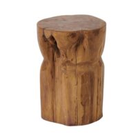 Bout de canapé rond en teck massif naturel-Teck-Marron-Pier import