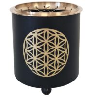 Brûleur d'encens en laiton fleur de vie--Noir-Mani Bhadra