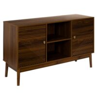 Buffet 2 portes 2 niches bois et mdf pieds pin chêne foncé-Bois de Pin-Marron-Altobuy