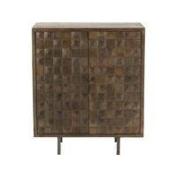 Buffet 2 portes 89x42x104 cm en manguier et métal gris - rulik-Métal-Marron-Maison et Styles