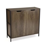 Buffet 2 portes en aggloméré imitation bois marron et noir-Bois-Marron-Versa Home