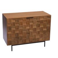 Buffet 2 portes en manguier et métal l100 cm  marron en bois de-Métal-Marron-Amadeus
