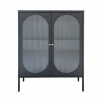 Buffet 2 portes en verre et métal l90cm - noir-Verre-Noir-House Nordic