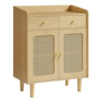Buffet 2 tiroirs 2 portes style bohème beige chêne-Chêne-Beige-SONGMICS HOME