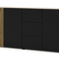 Buffet 3 portes 3 tiroirs stratifiés beige et noir--Beige-AKL FURNITURE