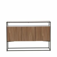 Buffet 3 portes en bois et métal l120cm - bois foncé-Métal-Marron-Venture Home