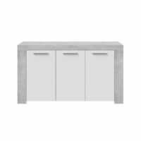Buffet 3 portes l144cm - blanc / béton-Béton-Blanc-Usinestreet