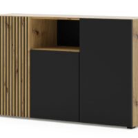 Buffet 3 portes stratifiés beige et noir--Beige-AKL FURNITURE