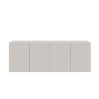 Buffet 4 portes 4 compartiments 180 cm effet bois blanc brillant-Bois-Blanc-Whous